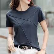 Resim Yazlık Gevşek Zayıflatıcı Kısa Kollu Rahat Kadın Üstü 