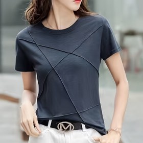 Resim Yazlık Gevşek Zayıflatıcı Kısa Kollu Rahat Kadın Üstü 