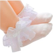 Resim Beyaz Sevimli Dantel Çorap Neme Dayanıklı Solmaz Bebek Malzemeleri Bebek-kız Fırfırlı Beyaz 