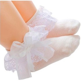 Resim Beyaz Sevimli Dantel Çorap Neme Dayanıklı Solmaz Bebek Malzemeleri Bebek-kız Fırfırlı Beyaz 