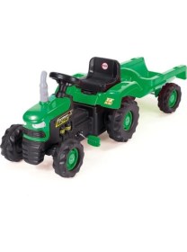 Resim Dolu Römorklu Pedallı Traktör Yeşil Çocuklar İçin Beden Gelişimini Destekler 