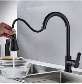 Resim Fleko Siyah Spiralli Mutfak Eviye Bataryası Siyah 