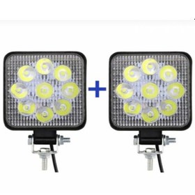 Resim Point 2 Adet Çalışma Led Lambası Off Road Gündüz Farı Sis Kare 27w 9 Led 2 Adet Beyaz 