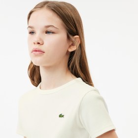 Resim Lacoste Çocuk Bisiklet Yaka Beyaz T-Shirt 
