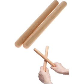 Resim Ahşap Ritim Çubuğu 1 Çift 23Cm Anaokulu Etkinlik Müzik Aleti 