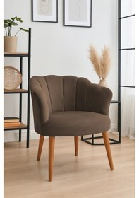 Resim Waterybrook Tekli Berjer Koltuk - Papatya Babyface Kumaş Ceviz Ayaklı - 13 Renk Seçeneği Kahverengi 