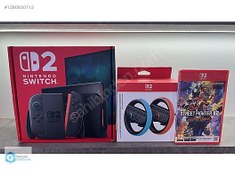 Resim Nintendo Switch 2 + Street Fighter 6 + Wheel Direksiyon + TAKAS 