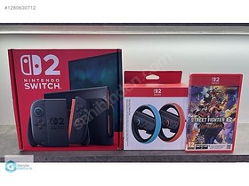 Resim Nintendo Switch 2 + Street Fighter 6 + Wheel Direksiyon + TAKAS 