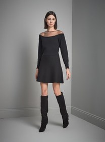Resim Kloş Mini Siyah Triko Etek - Siyah / L 