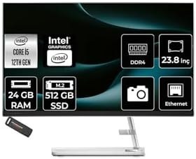 Resim LENOVO IdeaCentre 24IAP7 i5 12450H 24GB 512GB SSD 23.8" FHD FDOS Beyaz All in One Bilgisayar 