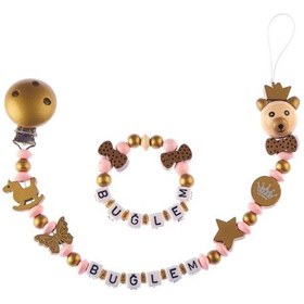 Resim Isimli Emzik Zinciri Ve Bebek Bileklik - Bebek Bez041 Pembe 