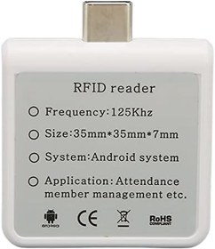 Resim Cep Telefonu Kart Okuyucu, Kararlı Performans, Yüksek İletim Verimliliği Tak ve Çalıştır Dahili Buzzer RFID Telefon Kartı Okuyucu, Cep Telefonu için Sağlam (Beyaz) 