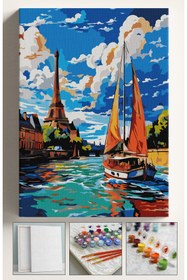 Resim Genel Markalar Sayılarla Boyama Seti Numaralı Tuval Fırça Boya 40x50 Cm Eyfel Tekne 