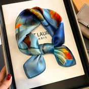 Resim Kadınlar için Zarif İpek Kare Eşarp - %100 Dut İpeği, Tie-Dye Desen, Nefes Alabilir, Dekoratif, Elde Yıkanabilir - İlkbahar ve Geziler için Çok Yönlü Moda Aksesuarı 