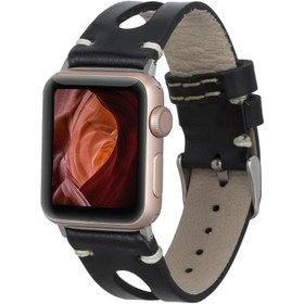 Resim Bouletta Apple Watch Uyumlu Deri Kordon 42-44-45mm 42BA2 RST1 Siyah 