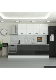 Resim 260 Cm Mutfak Dolabı Mdf Kapak Tezgah Dahil Yrkn260 99 Siyah 