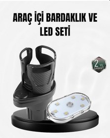 Resim Drnds Araç İçi Düzen Ve Ambiyans Seti Çift Bardak Tutucu + Led Işık 