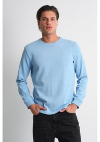 Resim Alexandergardı Uzun Kollu Bisiklet Yaka Basic Sweatshirt Mavi 