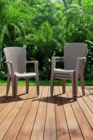 Resim Side 4'lü Rattan Sandalye Cappuccino Cappuccino 