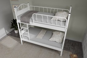 Resim Argimo Zümrüt Genç Çocuk Odası Beyaz Metal Ranza ve Karyola - 90x190 