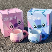 Resim 2 adet/1 adet Hediye Kutusu Küçük Kahve Bardağı Mug Dikiş ve Melek Seramik Büyük Karın Bardağı Sevimli Karikatür Doğum Günü Hediyesi Özel Bardak 