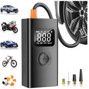 Resim Willowhaven Siyah Akıllı Taşınabilir Şarjlı Lastik Şişirme Cihazı 150psı Hızlı Dijital Basınç Göstergeli Bisiklet Motorcycle Pompası Led Işık 