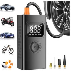 Resim Willowhaven Siyah Akıllı Taşınabilir Şarjlı Lastik Şişirme Cihazı 150psı Hızlı Dijital Basınç Göstergeli Bisiklet Motorcycle Pompası Led Işık 