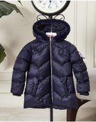 Resim Kız Bebek Kapüşonlu Fermuarlı Şişme Mont 51351 Lacivert 