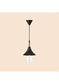 Resim Lighting Gold Detaylı Camlı Metal Sarkıt - Siyah / Altın - 26 Cm Çok Renkli 