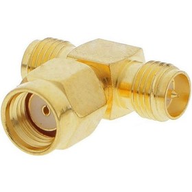 Resim SMA T Soket 1x Rpsma Erkek 2x Rpsma Dişi Altın Kaplama Soket 0-6GHz RF Wi-Fi Anten Koaksiyel 