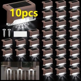Resim Willowhaven 10 Adet Solar Deck Renk Değiştiren Bahçe Aydınlatma Kahverengi Gövde Beyaz Işık Kahverengi Kabuk Açık Beyaz Miktar 