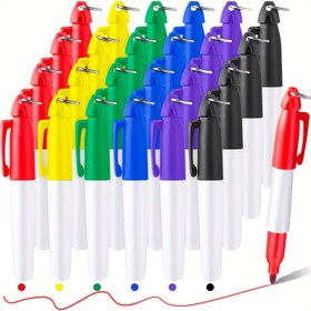 Resim DOMUUH Hemşireler İçin Mini Kalıcı Marker Seti - Anahtarlık Kanca ile 2/6/12/24 adet, İnce Nokta Mermi Ucu, Rozet Halkaları, Golf Topları & Daha Fazlası İçin İdeal 