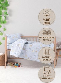 Resim %100 Pamuk Dream Sweet Bebek Nevresim Takımı - Mavi 