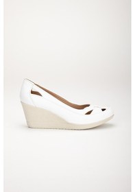 Resim Dilimler Ayakkabı Dolgu Taban Ortopedik Beyaz Kadın Dolgu Topuklu Ayakkabı-2771-beyaz Beyaz 