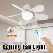 Resim 1 Adet Modern Tavan Vantilatörü Işığı Uzaktan Kumandalı - Ayarlanabilir 3 Hızlı Sessiz E26/E27 Vidalı Fan, Yatak Odası, Oturma Odası, Mutfak ve Yemek Odası için 3 Renkli Karartma - Tüm Sezon Ev Aydınlatması, Dayanıklı Plastik Izgara 