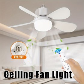 Resim 1 Adet Modern Tavan Vantilatörü Işığı Uzaktan Kumandalı - Ayarlanabilir 3 Hızlı Sessiz E26/E27 Vidalı Fan, Yatak Odası, Oturma Odası, Mutfak ve Yemek Odası için 3 Renkli Karartma - Tüm Sezon Ev Aydınlatması, Dayanıklı Plastik Izgara 