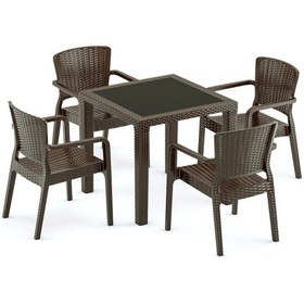 Resim Bintaşmobilya Venge Kare Cafe Bahçe Masa Sandalye Takımı Venge 