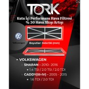 Resim Vw-Sharan-Caddy (1.4 Tsi-1.6 Tdi-2.0 Tdi) Performans Hava Filtresi-(%30 Hava Akış Artışı) 