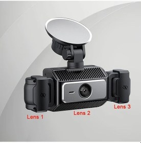 Resim Xuweiwei Gyıoeupt 3 Kanallı Tachograph Black 3 Camera No Card Ön Lens 1080p Sol Sağ Lens 480p Gece Görüş Hdr G Sensor Geniş Açı Araç Kamerası 
