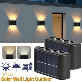 Resim 1 adet/4 adet 6LED Yukarı ve Aşağı Güneşli Dış Mekan Işıkları, 6LED Yukarı ve Aşağı Kavisli Ayna Duvar Işıkları, Ön Kapı, Arka Bahçe, Garaj, Balkon, Dış Mekan Aydınlatması, Dış Mekan, Avlu, Villa, Park, Ticari Sokak Aydınlatması Peyzaj Işıkları, Villa Bahçe Duvar Yıkama Işıkları 
