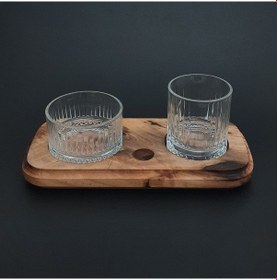 Resim Mesa Ahşap Ceviz El İmalatı Viski Servis - Bardak - Çerezlik Seti 