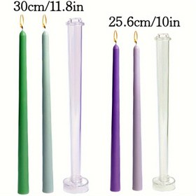 Resim LONTL Mum Işıklı Yapım Kalıpları Seti - 25,4/29,97 cm Konik Yuvarlak Silindir Plastik Kalıp Kitı DIY Aromaterapi Mumları için - Akrilik PC Mum Kalıpları Ev Dekorasyonu ve Bayram Süslemeleri için Bina Teması 