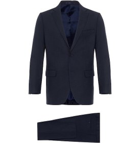 Resim Süvari Lacivert Regular Düz Mono Yaka 4 Drop Klasik Takım Elbise-33583 Lacivert 