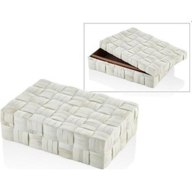Resim La Medore Hasır Desen Buyuk Beyaz Kutu 30x20x8,5 Cm 