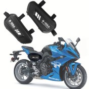 Resim İkiz Paket 10.6"x2.8"x4.5" Sert Kabuklu Motosiklet Çantalı - Bisiklet/Motor için Üçgen Yan Çantalar | Alet Organizatörü ile Sağlam Yan Kılıflar (27x7x11.5cm) 