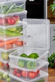 Resim Arel - 10'lu Set Saklama Kabı, 10 Adet 2500ml Kare Şeffaf Kendinden Kapaklı Saklama Kabı, BPA İçermez, Buzdolabı, Dondurucu ve Dolap Organizeri 