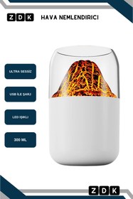 Resim ZDK Hava Nemlendirici Buhar Makinesi Aroma Difüzörü H2o 300 Ml Ultrasonik Led Işıklı Nemlendirme Cihazı 