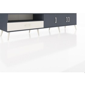 Resim Hyperion Tv Ünitesi 3 Raflı Tek Çekmeceli 3 Kapaklı 220x44x51 Antrasit-antrasit/aytaşı Antrasıt/aytası - Antrasıt 