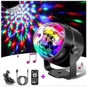 Resim Müzik Kontrollü Işık Efektli Disko Topu Led Parti Lambası, Usb Kablo, Uzaktan Kumandalı 360 Derece Dönebilen Parti Işığı - Kaiyi 