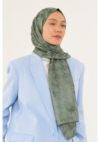 Resim Mirsoy Scarf Kazayağı Desen Parlak Jakar Şal - Küf Yeşili Küf Yeşili 
